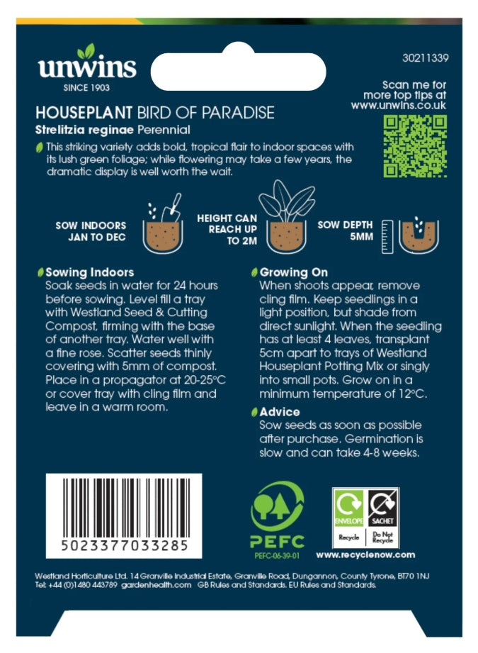 Unwins Houseplant Bird of Paradise Seeds