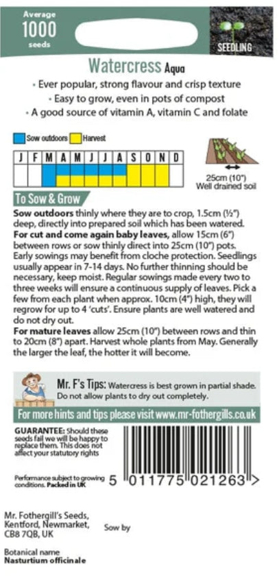 Mr.Fothergills Salad Leaves Watercress Aqua Seeds