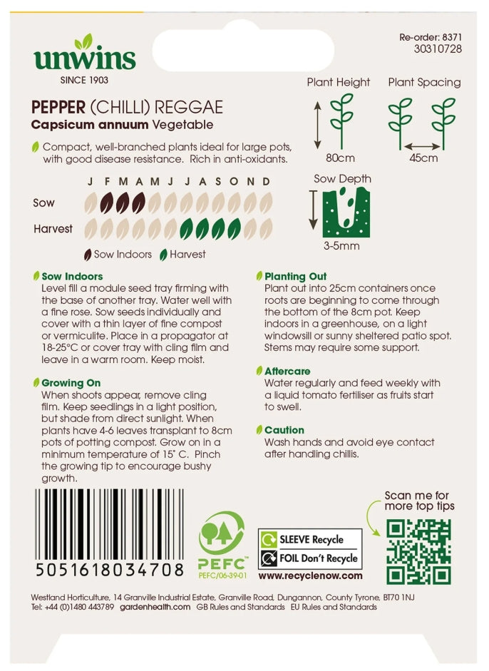Unwins Chilli Pepper Reggae Seeds