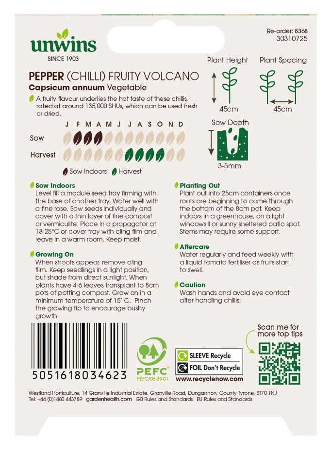 Unwins Chilli Pepper Fruity Volcano Seeds