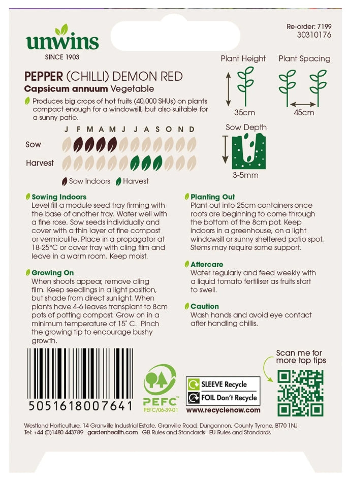 Unwins Chilli Pepper Demon Red Seeds