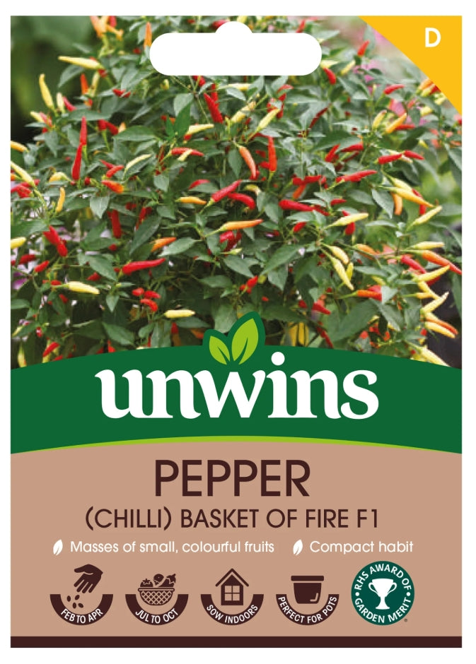 Unwins Chilli Pepper Basket Of Fire F1 Seeds