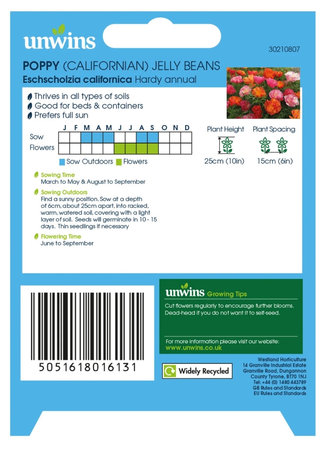 Unwins Californian Poppy Frilled Rose Seeds