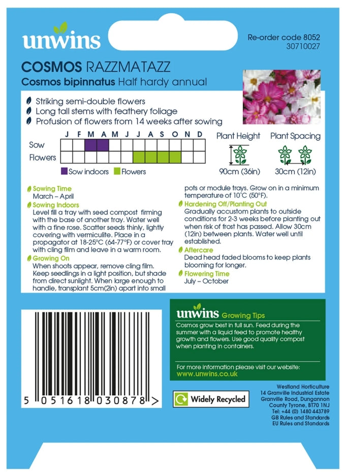 Unwins Cosmos Razzmatazz Seeds
