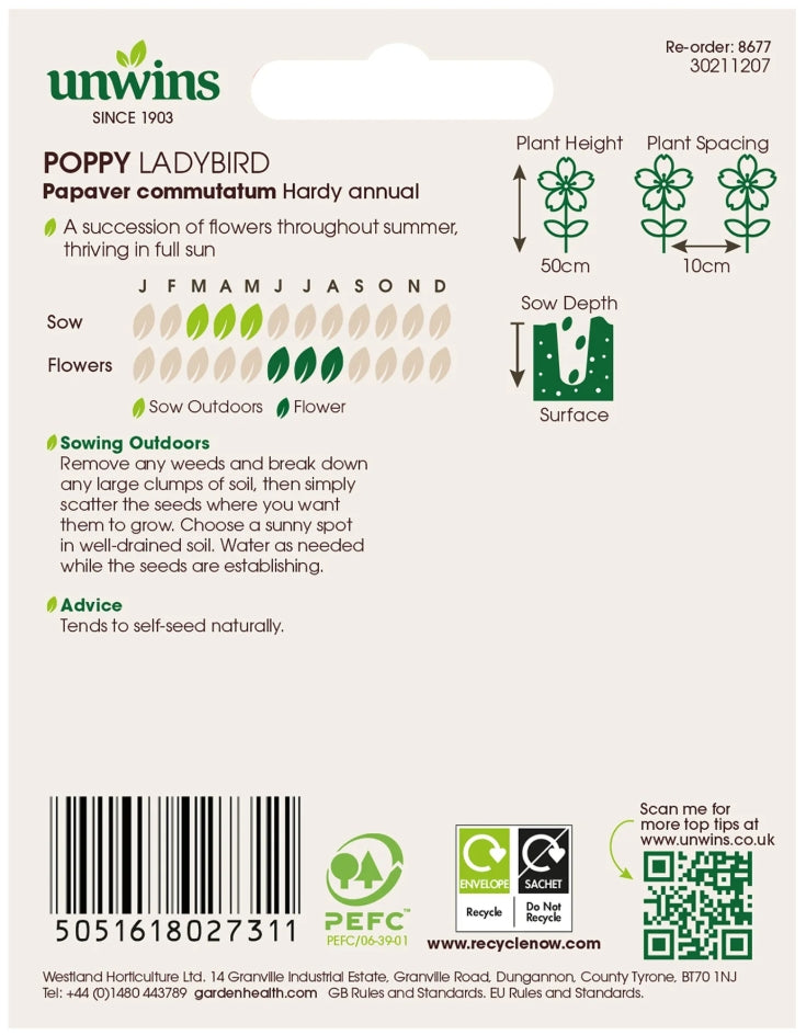 Unwins Poppy Ladybird Seeds