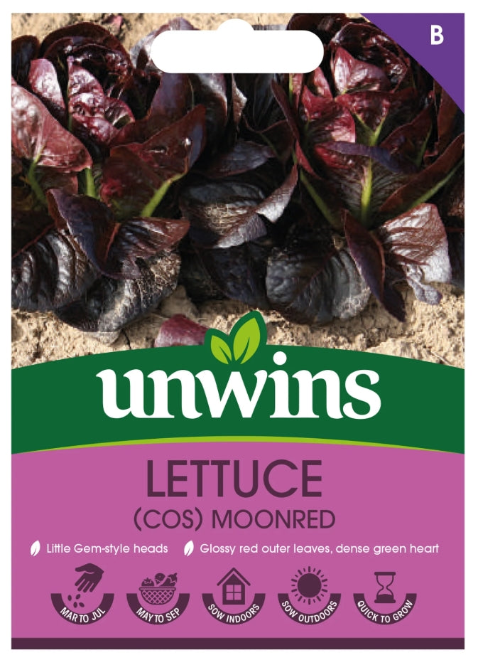 Unwins Cos Lettuce Moonred Seeds