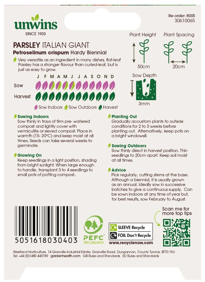 Unwins Parsley Italian Giant Seeds
