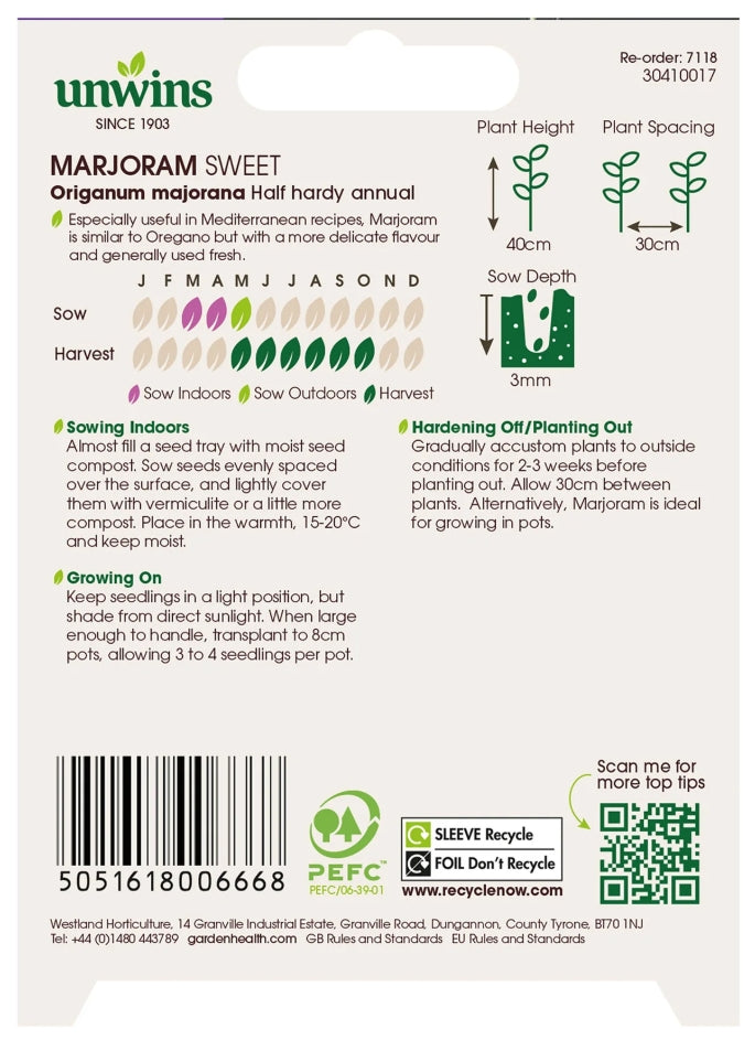 Unwins Marjoram Sweet Seeds