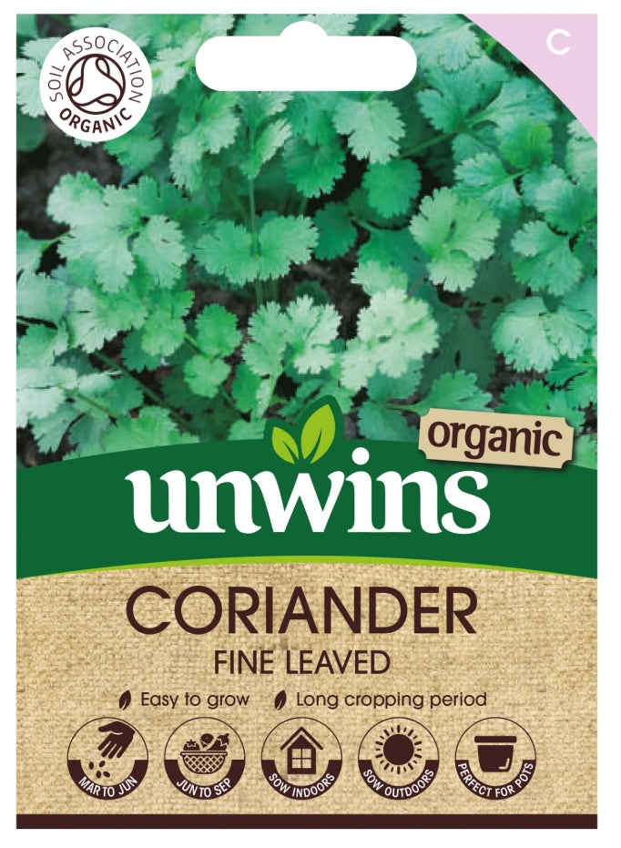 Unwins Organic Coriander Fine Leaved Seeds