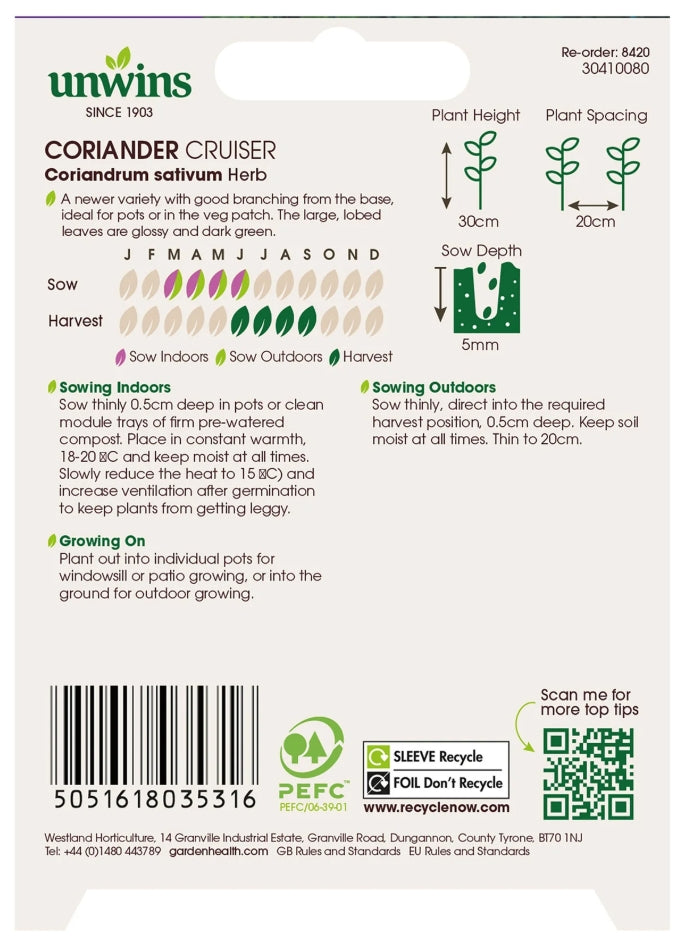 Unwins Coriander Cruiser Seeds