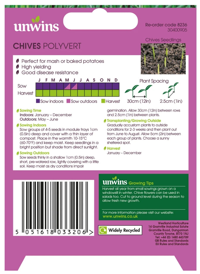 Unwins Chives Polyvert Seeds
