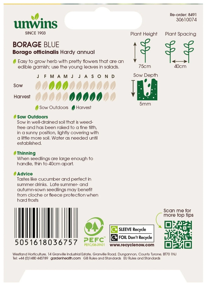 Unwins Organic Borage Blue Seeds