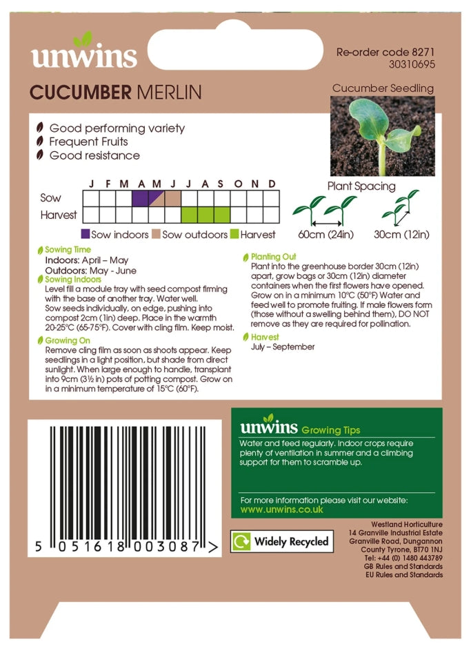 Unwins Cucumber Merlin Seeds