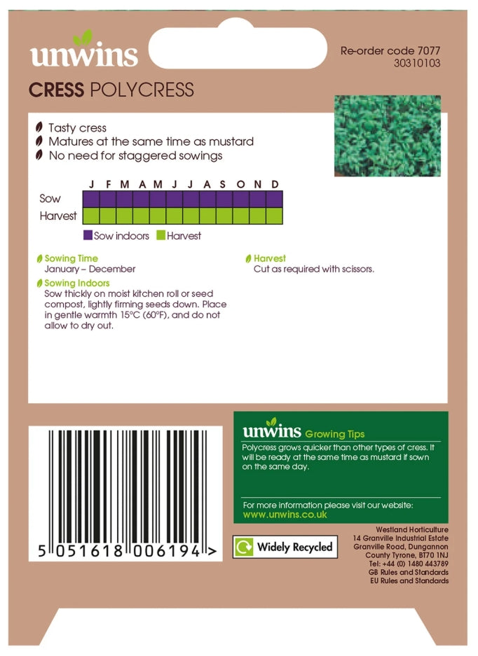 Unwins Cress Polycress Seeds