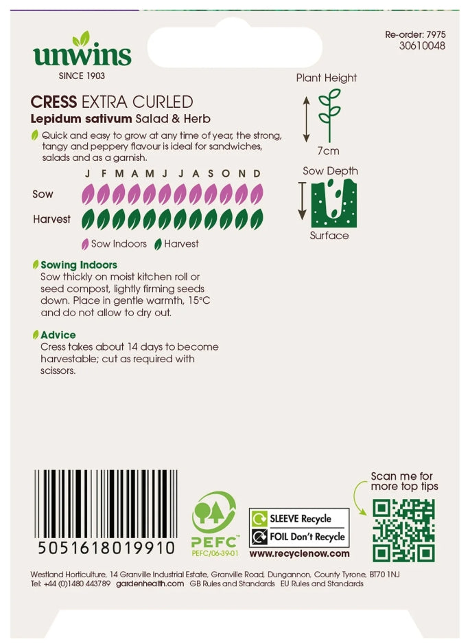 Unwins Cress Extra Curled Seeds