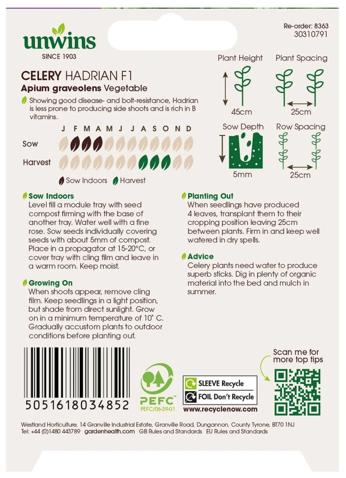 Unwins Celery Hadrian F1 Seeds