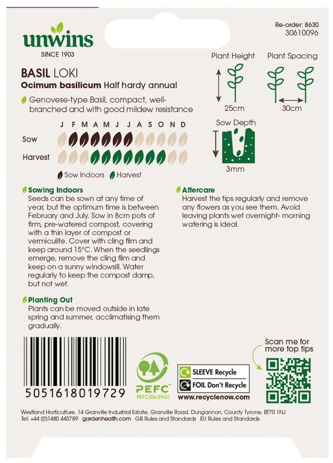 Unwins Organic Basil Loki Seeds