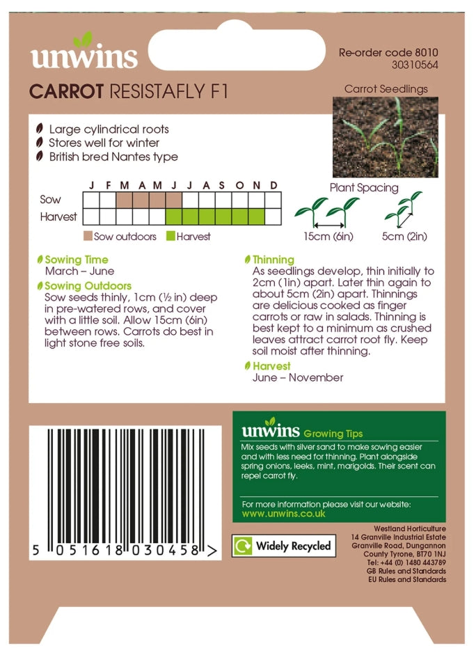 Unwins Carrot Resistafly F1 Seeds