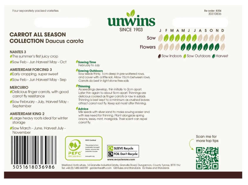 Unwins Carrot All Season Collection Pack Seeds