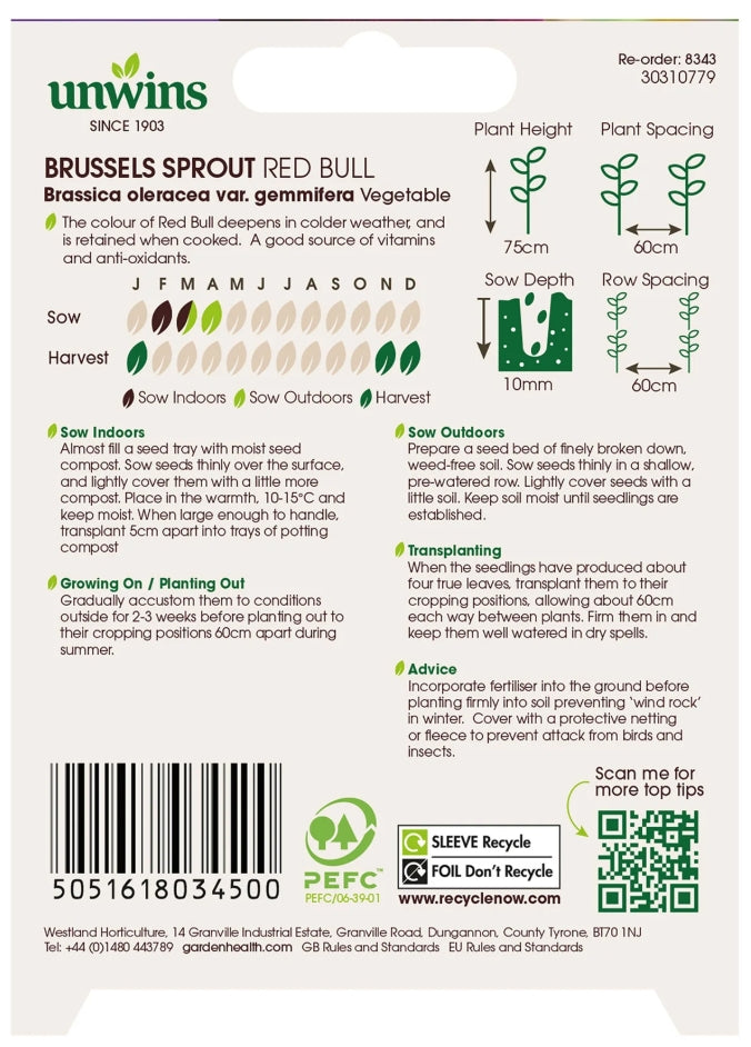 Unwins Brussels Sprout Red Bull Seeds