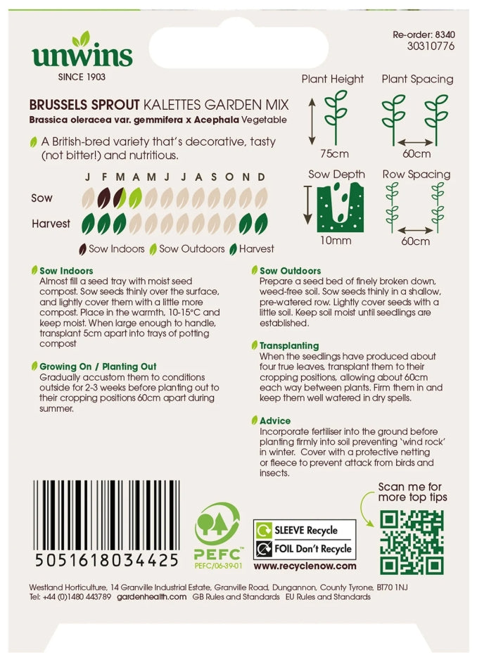 Unwins Brussels Sprout Kalettes Garden Mix Seeds