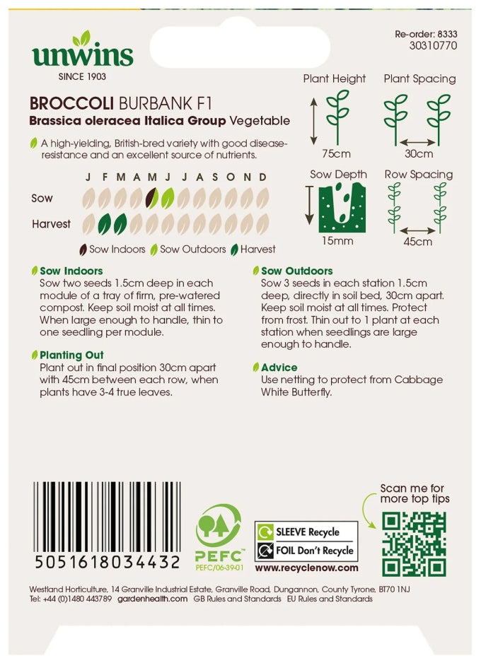Unwins Broccoli Burbank F1 Seeds
