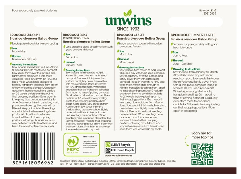 Unwins Broccoli All Season Collection Pack Seeds