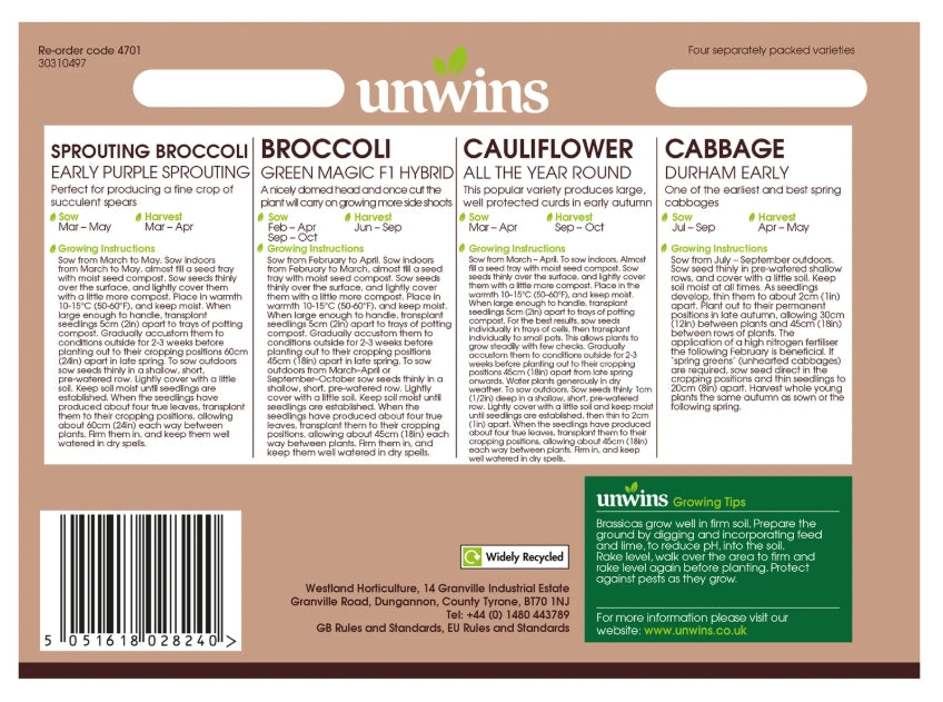 Unwins Brassica Collection Pack Seeds