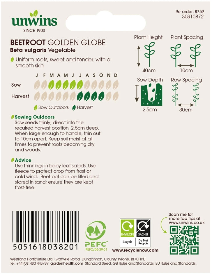 Unwins Beetroot Golden Globe Seeds