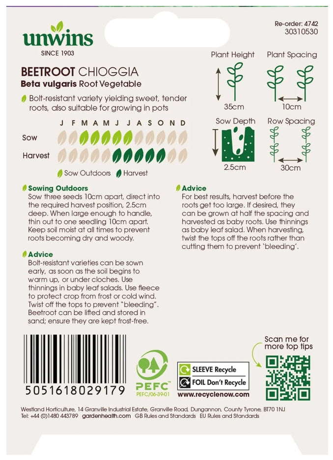 Unwins Beetroot Chioggia Seeds