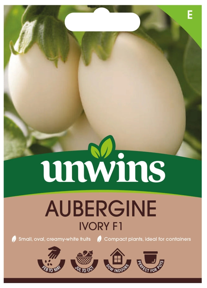 Unwins Aubergine Ivory F1 Seeds