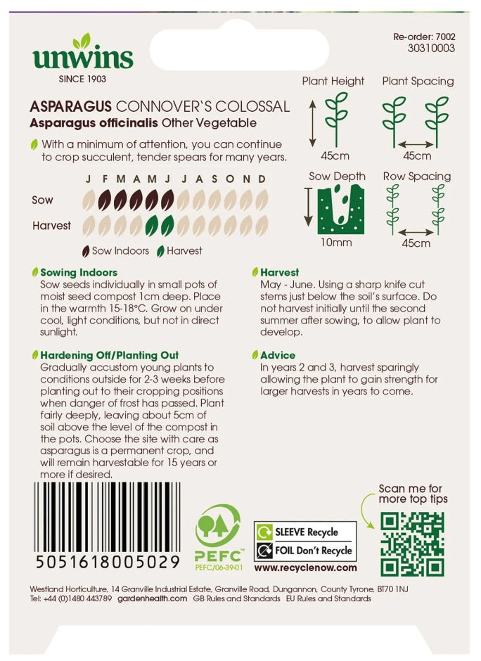 Unwins Asparagus Connover's Colossal Seeds