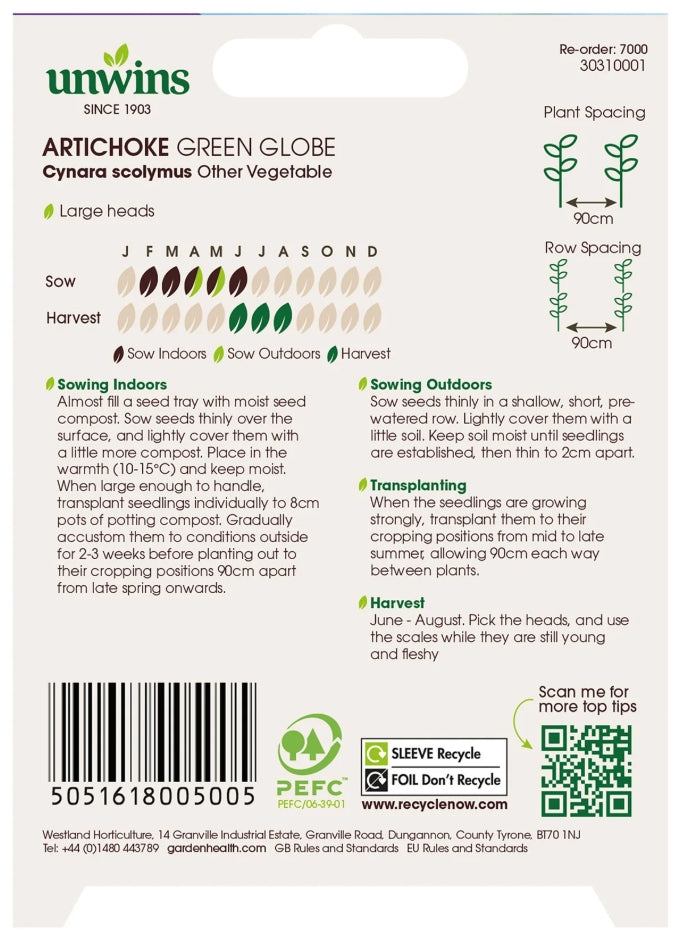 Unwins Artichoke Green Globe Seeds