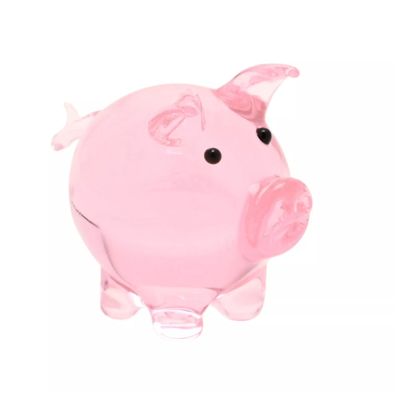 Objets D'art Miniature Glass Figurine - Pig