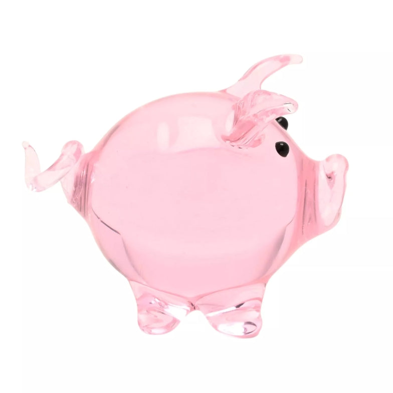 Objets D'art Miniature Glass Figurine - Pig