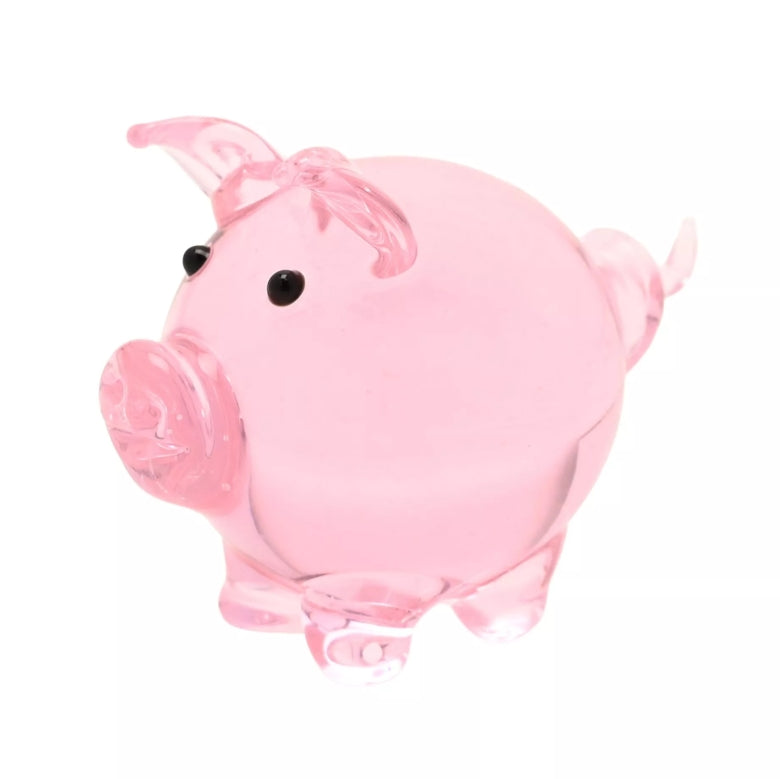 Objets D'art Miniature Glass Figurine - Pig