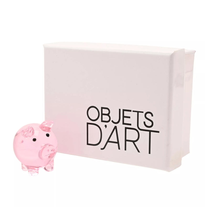 Objets D'art Miniature Glass Figurine - Pig