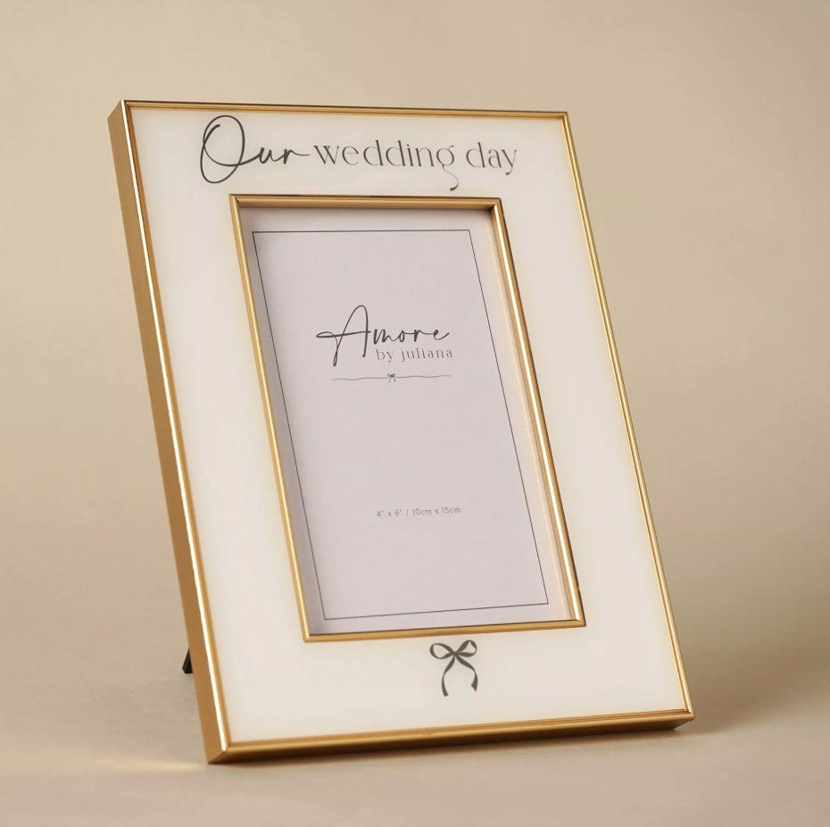Amore Bow Frame 'Our Wedding Day' 4"x 6"