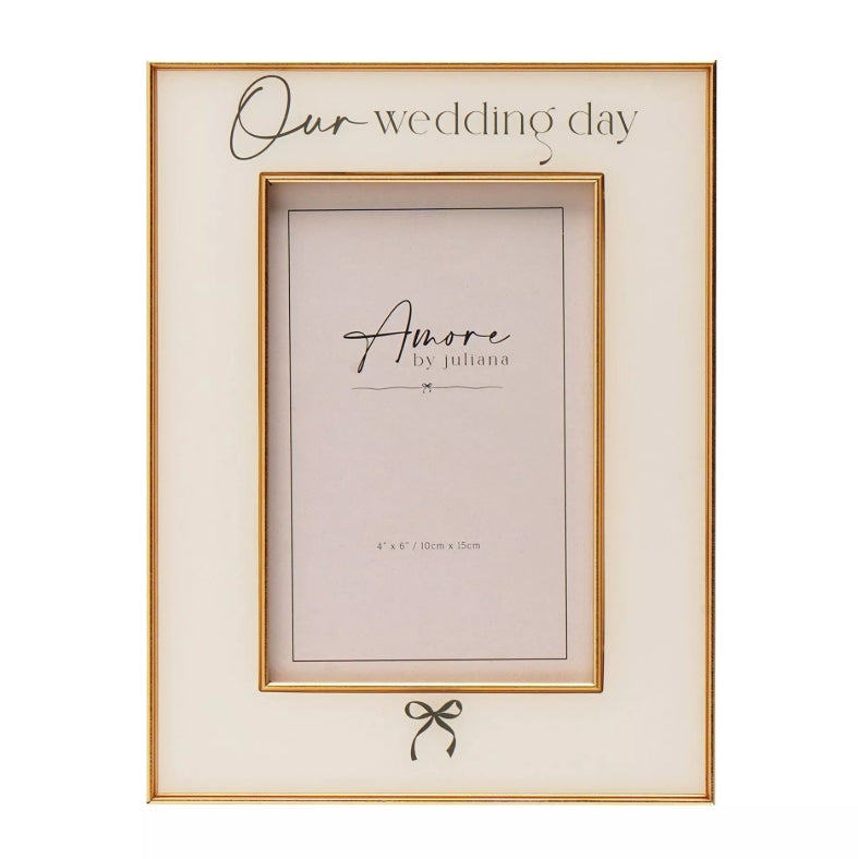 Amore Bow Frame 'Our Wedding Day' 4"x 6"