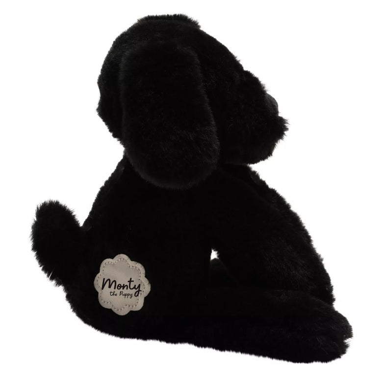 Softies Monty The Plush Long Leg Black Puppy 30cm