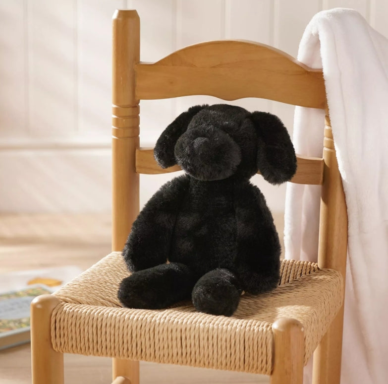 Softies Monty The Plush Long Leg Black Puppy 30cm