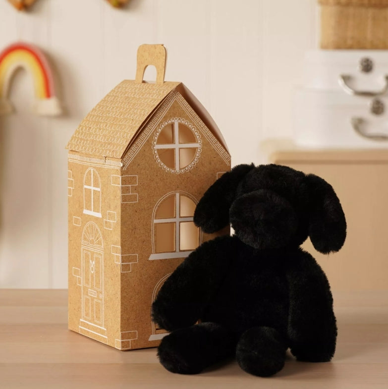Softies Monty The Plush Long Leg Black Puppy 30cm