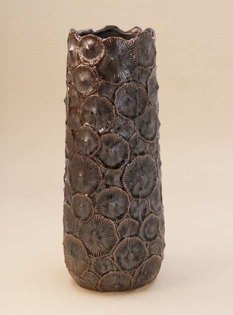 Gisela Graham Brown Metallic Stoneware Mushroom Vase Medium