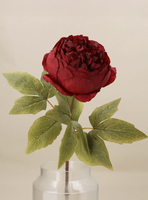 Gisela Graham Burgundy Ball Peony Stem 58cm