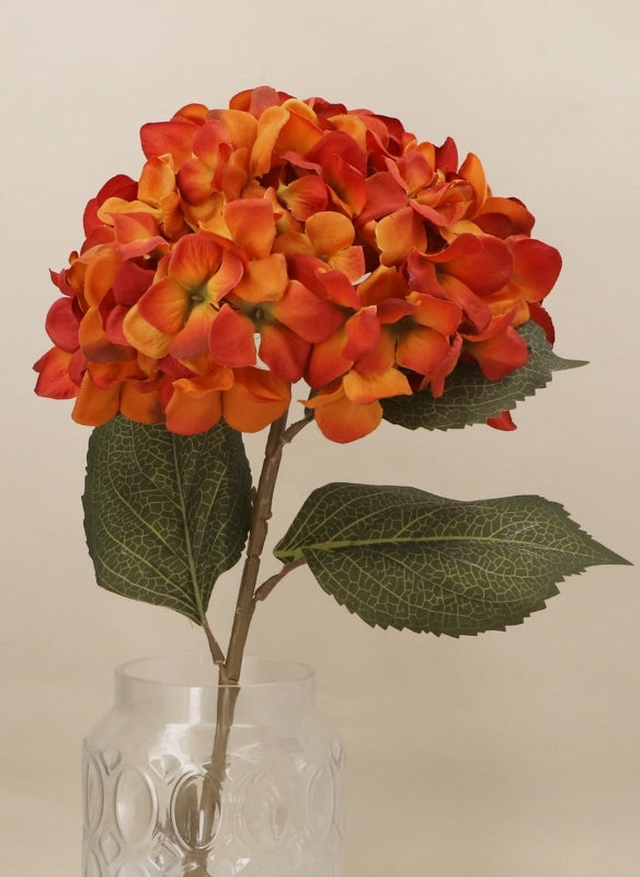 Gisela Graham Antique Orange Giant Hydrangea Stem