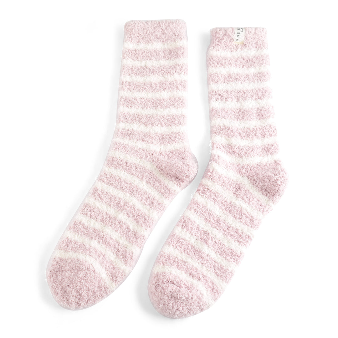Miss Sparrow Fluffy Stripe Socks Pink