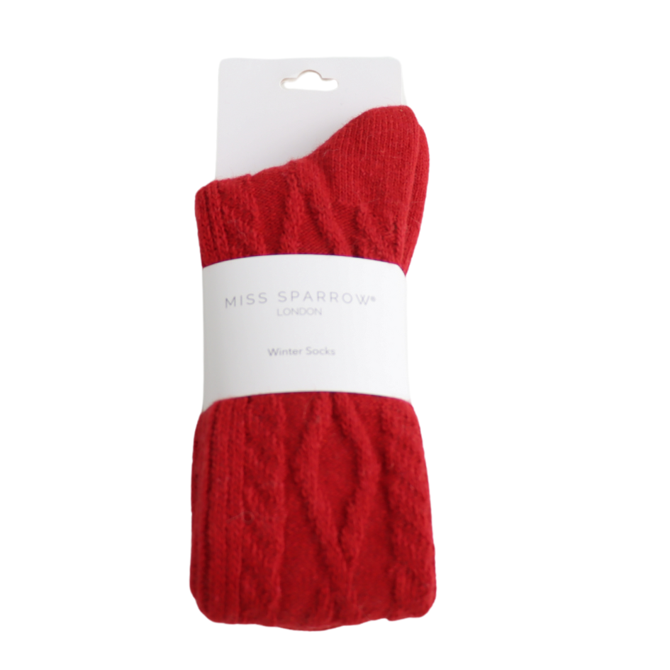 Miss Sparrow Winter Cable Socks Red