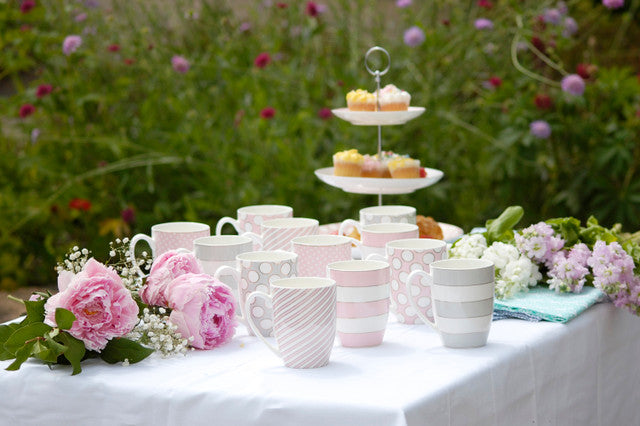Tipperary Set 6 Bone China Mugs - Spots & Stripes Party Pack