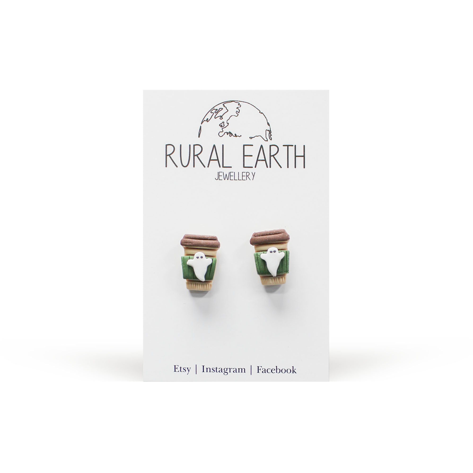 Rural Earth Ghost Drink Stud Earrings