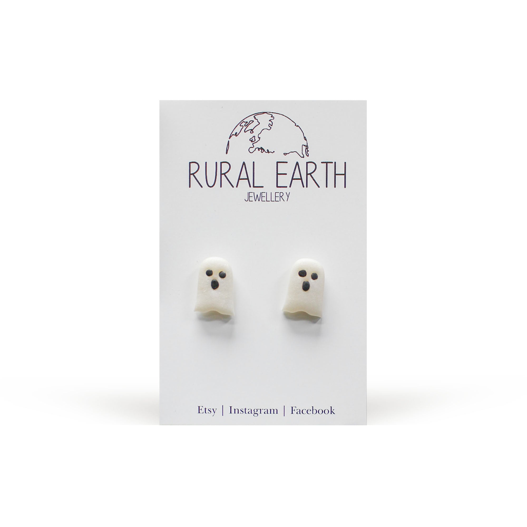 Rural Earth Small Mother of Pearl effect Ghost Stud Earrings